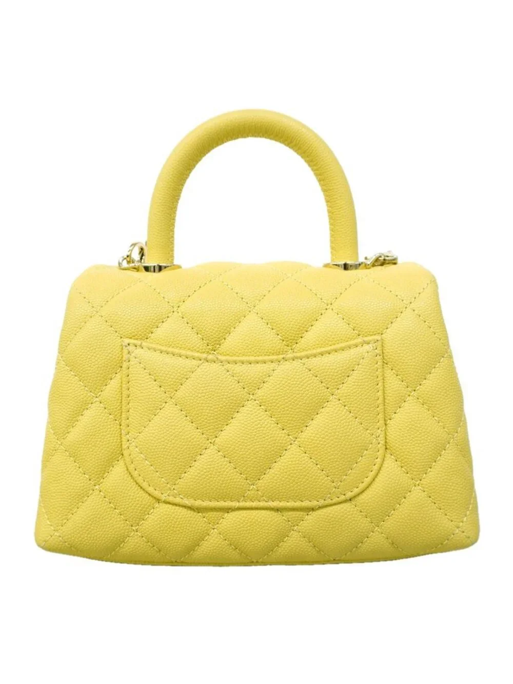 Chanel Handle Coco Caviar Leather Yellow Champagne Gold 2-Way Bag